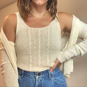 Vintage Knit Set - 2 piece tank and cardigan